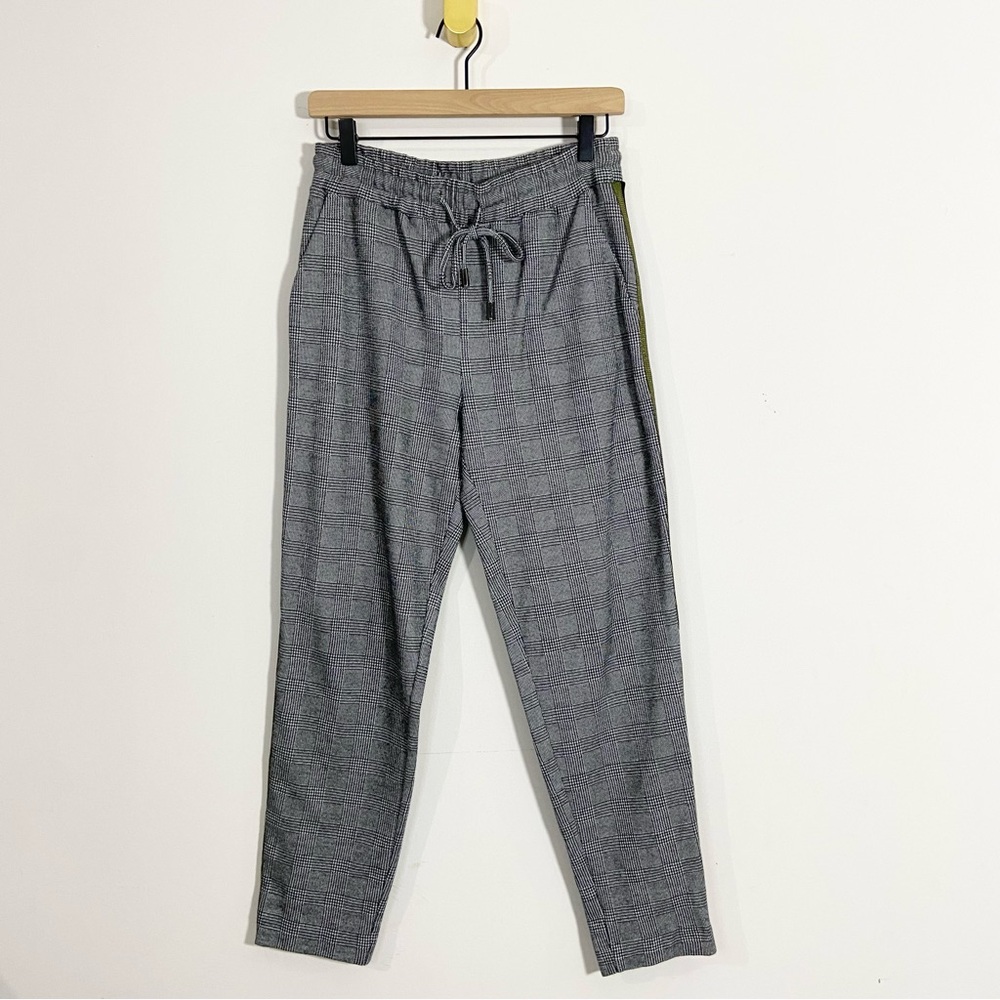 Maeve Anthropologie Glitter Tuxedo Stripe Contrast Glen Check Plaid Pants